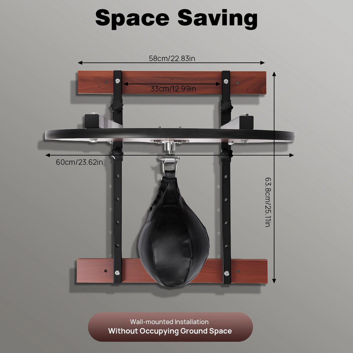 Professional Wall Mounted Speed Bag Platform Kit 360° Swivel Boxing Training Set Adjustable Height 5 Gears Heavy Duty Steel PU Punching Bag for Home Gym