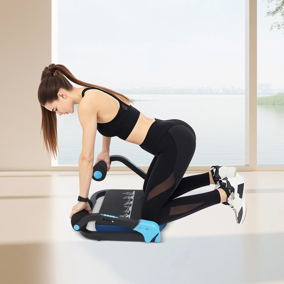 Ab Maschine, Ab Exerciser, Abdominal Trainer, Mini Sit Up Machine with Adjustable Resistance, Foldable Home Gym Equipment, Multi-Function Full Body Workout, Cushioned Foam Pad, Steel Frame, Portable Abs Core Fitness Tool for