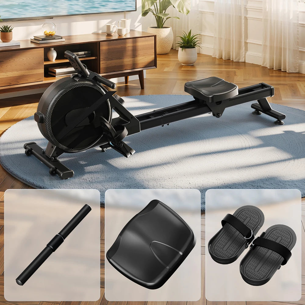 Home Rowing Machine 32Level Adjustable Resistance 300LBS Trainer Row Machine LED Monitor Tablet Holder Bluetooth Fitness Machine