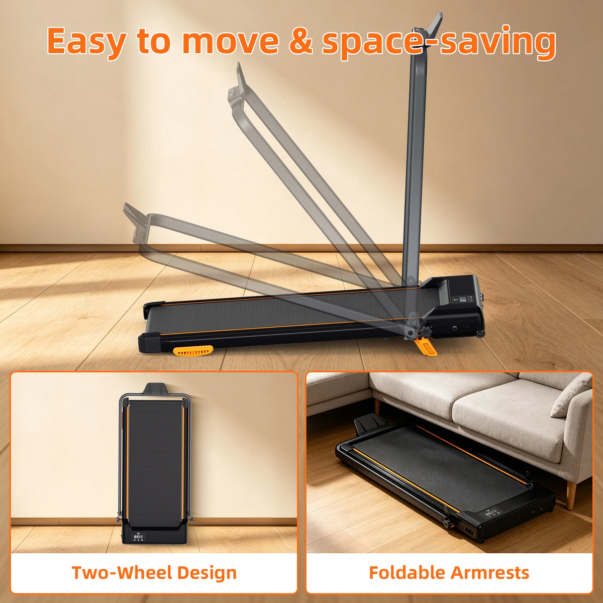 Folding Treadmill 12 % Incline 3.0HP Quiet Motor Under 45Db 330LBS Capacity 5 Layer Shock Absorb Belt 12 Workout Modes Heart Rate Monitoring Speaker Tablet Stand Space Saving Home Fitness Equipment