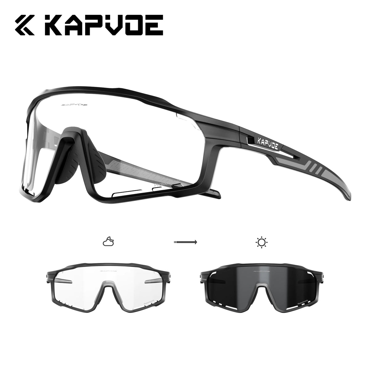 Kapvoe Photochromic Sunglasses Cycling Glasses Mountain Bike Goggles Men Baseball Eyewear Bicycle Sports Glasses for Man UV400