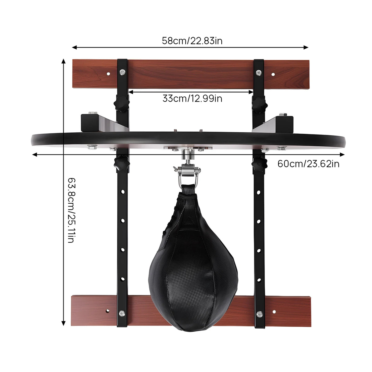 Professional Wall Mounted Speed Bag Platform Kit 360° Swivel Boxing Training Set Adjustable Height 5 Gears Heavy Duty Steel PU Punching Bag for Home Gym