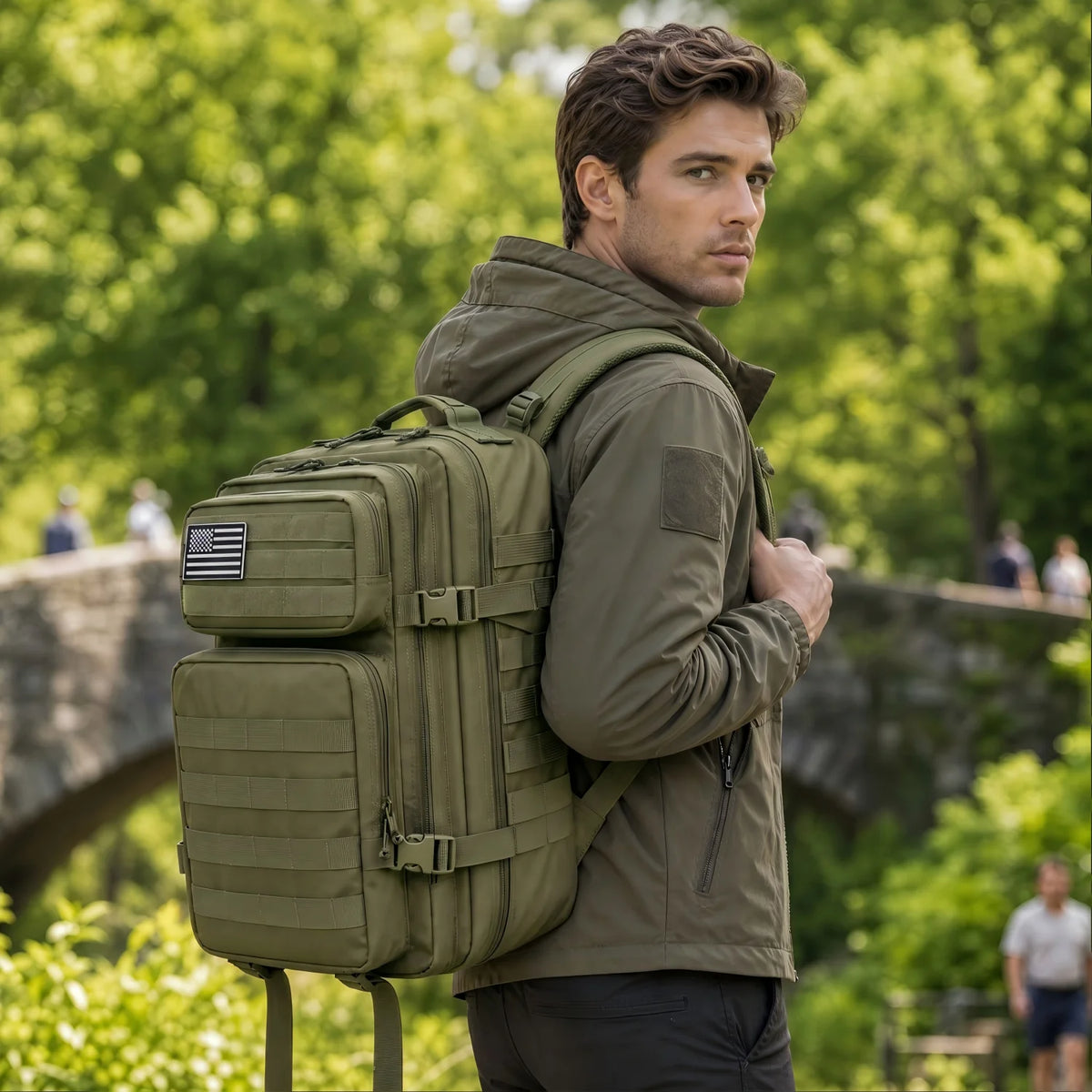 45L Tactical Gym Backpack Molle Large Capacity Multi Pocket Storage Bag Durable Wear Resistant Fitness Training Bag Heavy Duty Rucksack For Men Women Sports Workout Business Trips Outdoor Training Daily Commute Luggage Bag